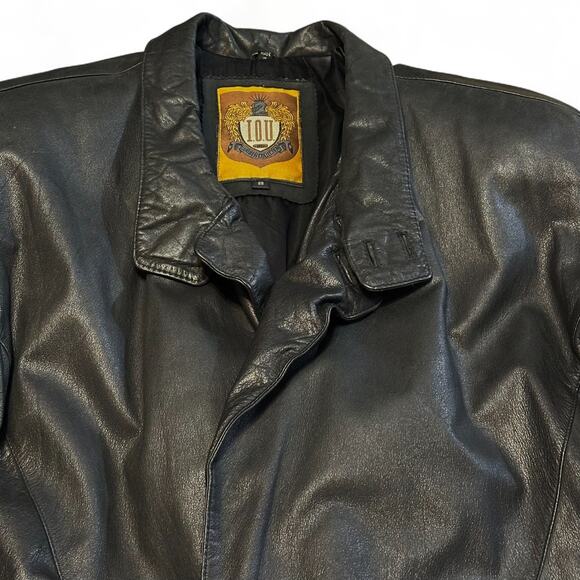 Vintage I.O.U. Leather Collection Black Trench Coat Women's Sz S Belted Duster - Picture 8 of 15